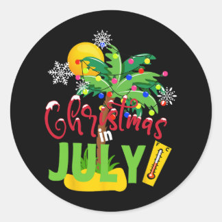 Grappige kerst in juli T-shirt zomer strandvakanti Ronde Sticker