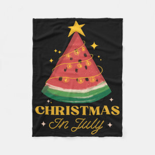 Grappige kerst in juli watermeloen zomer Kerstmis Fleece Deken