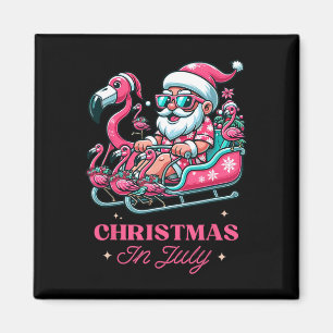 Grappige kerst in juli zomer santa flamingo sneeuw magneet