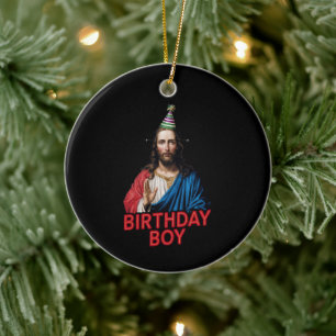 Grappige kerst Jezus verjaardag jongen Keramisch Ornament