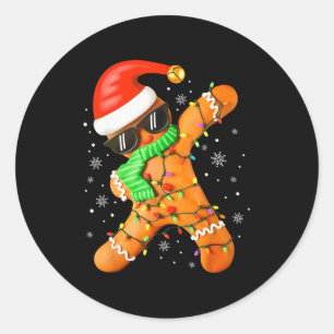 Grappige Kerst Jongens Kinderen Dabbing Kerstbrood Ronde Sticker