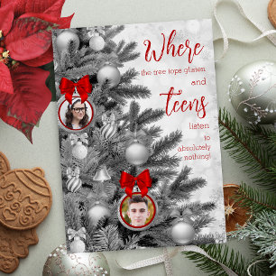 Grappige Kerst Kaart Kinder Familie Foto's Tiener