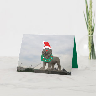 Grappige Kerst Kaart Leeuw Krans Wenskaart