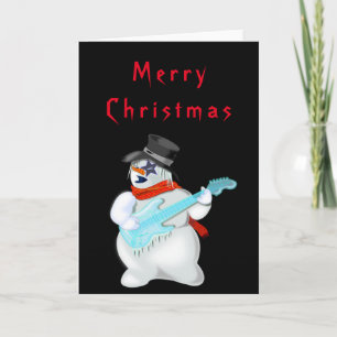 Grappige kerst Kaart Snowman Rock muziek gitarist