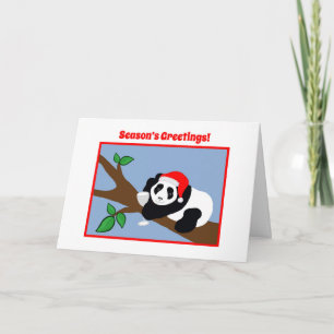 Grappige Kerst Kaarten Panda Beer Santa met Wijn