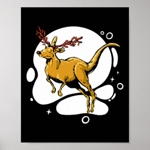 Grappige Kerst Kangoeroe Rendier Australië Mannen Poster