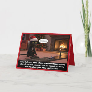 Grappige kerst kat kaart