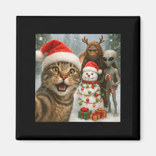Grappige kerst kat selfie met Bigfoot Alien & amp Magneet