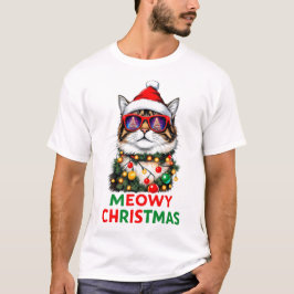 Grappige kerst kat sublimatie t-shirt