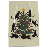 Grappige kerst kattenliefhebber Happy Cat Year Medium Cadeauzakje (Voorkant)