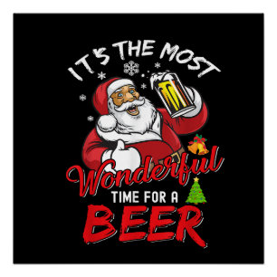 Grappige kerst Kerstman Drinkt Bier Geweldig Perfect Poster