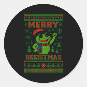 Grappige Kerst Kikker Meme Resistmas Vakantie Humo Ronde Sticker