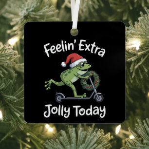 Grappige Kerst Kikker Voelt Extra Vrolijk Vandaag Metalen Ornament