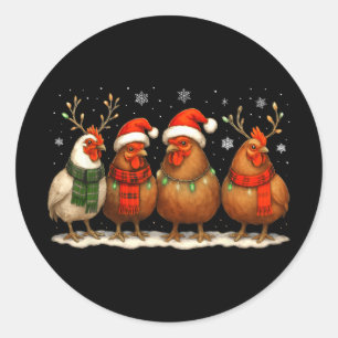 Grappige Kerst Kip Kerstverlichting Boerderij Dier Ronde Sticker