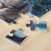 Grappige kerst Kittens op Gold Stand Legpuzzel (Zijkant)