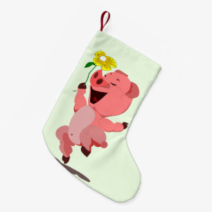 Grappige kerst kous met varken kleine kerstsok
