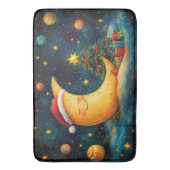 Grappige kerst maan galaxy viering badmat (Voorkant Verticaal)