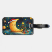 Grappige kerst maan galaxy viering bagagelabel (Achterkant horizontaal)
