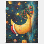 Grappige kerst maan galaxy viering fleece deken (Voorkant)
