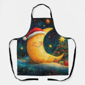 Grappige kerst maan galaxy viering schort (Voorkant)