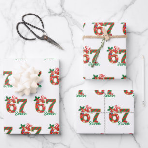Grappige kerst-meme 6 7 Sarcastisch zes zeven Kers Inpakpapier Vel