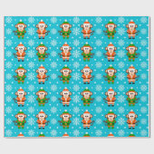 Grappige Kerst Monkey Cadeaupapier (Vlak)