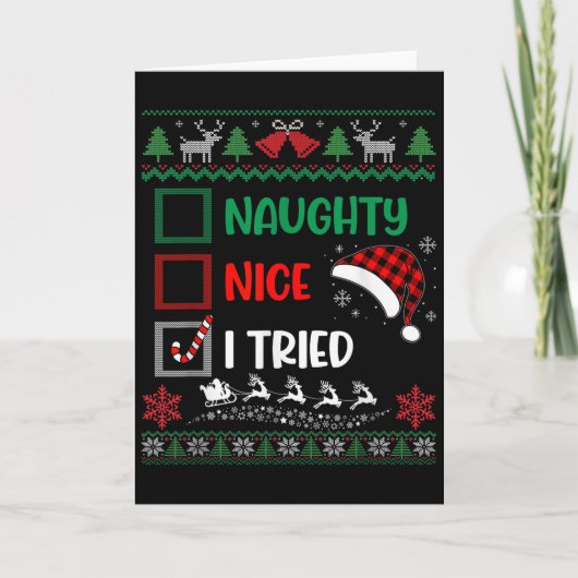 Grappige Kerst Mooie Stoute Ik Heb een Lelijke Tru Kaart (Voorkant)