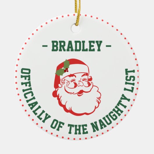 Grappige kerst naam, stoute lijst keramisch ornament (Voorkant)