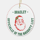 Grappige kerst naam, stoute lijst keramisch ornament (Links)