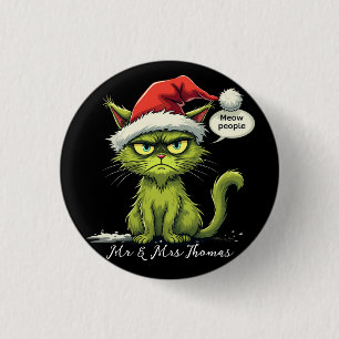 Grappige kerst "New People" Meowy Cat Lovers Ronde Button 3,2 Cm