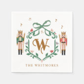 Grappige Kerst Notenkraker Monogram Crest Bow Servet (Voorkant)