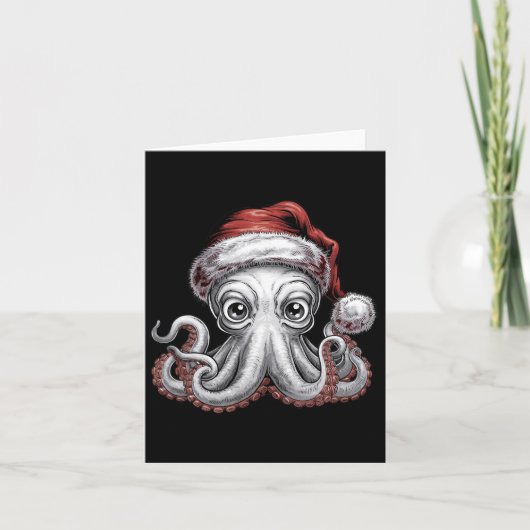 Grappige kerst octopus met kerstmuts voor octopus kaart (Voorkant)