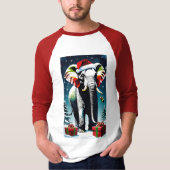 Grappige kerst olifant in Santa Hat T-shirt (Voorkant)