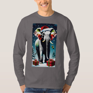 Grappige kerst olifant in Santa Hat T-shirt