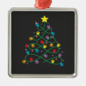 Grappige kerst Paw Tree Puppy Paws GIft Metalen Ornament (Voorkant)