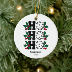 Grappige kerst pickleball Ho Ho Ho, aangepaste fot Keramisch Ornament