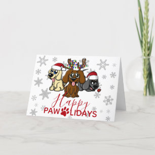 Grappige Kerst Puppies w Santa Hats Lights Schatti Feestdagen Kaart