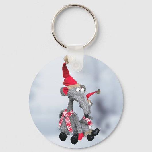 Grappige Kerst Ratten Sleutelhanger (Voorkant)