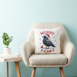 Grappige Kerst Raven Prettig K-Kwaak-K Zwarte Voge Kussen