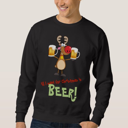 Grappige Kerst Reindeer Bier Drinken Feestje Dronk Trui (Voorkant)