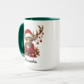 Grappige kerst-reindeer mok, Gepersonaliseerde naa Mok (Voorkant links)