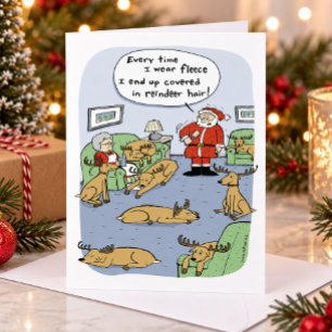 Grappige Kerst Rendier Cartoon - Fleece Navidad Feestdagen Kaart