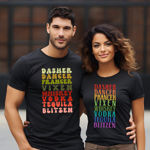 Grappige kerst rendieren alcohol namen vakantie t-shirt