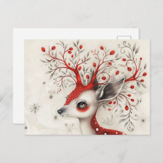 Grappige kerst rendieren feestdagenkaart (Voorkant / Achterkant)