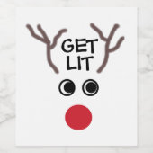 Grappige kerst rendieren krijgen verlichte wijn la wijn etiket (Enkel label)