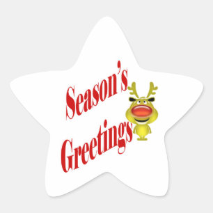 Grappige kerst rendieren "Season's Greetings" Ster Sticker