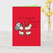 Grappige Kerst Schaap Cartoon Kaart (Gele Bloem)