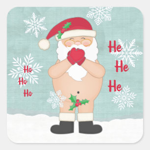 Grappige Kerst Schattigee Custom Ondeugende Santa Vierkante Sticker