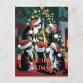 Grappige kerst Schattigee  Katten Briefkaart (Voorkant)