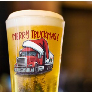 Grappige Kerst Semi Transport Truck Truckmas Glas